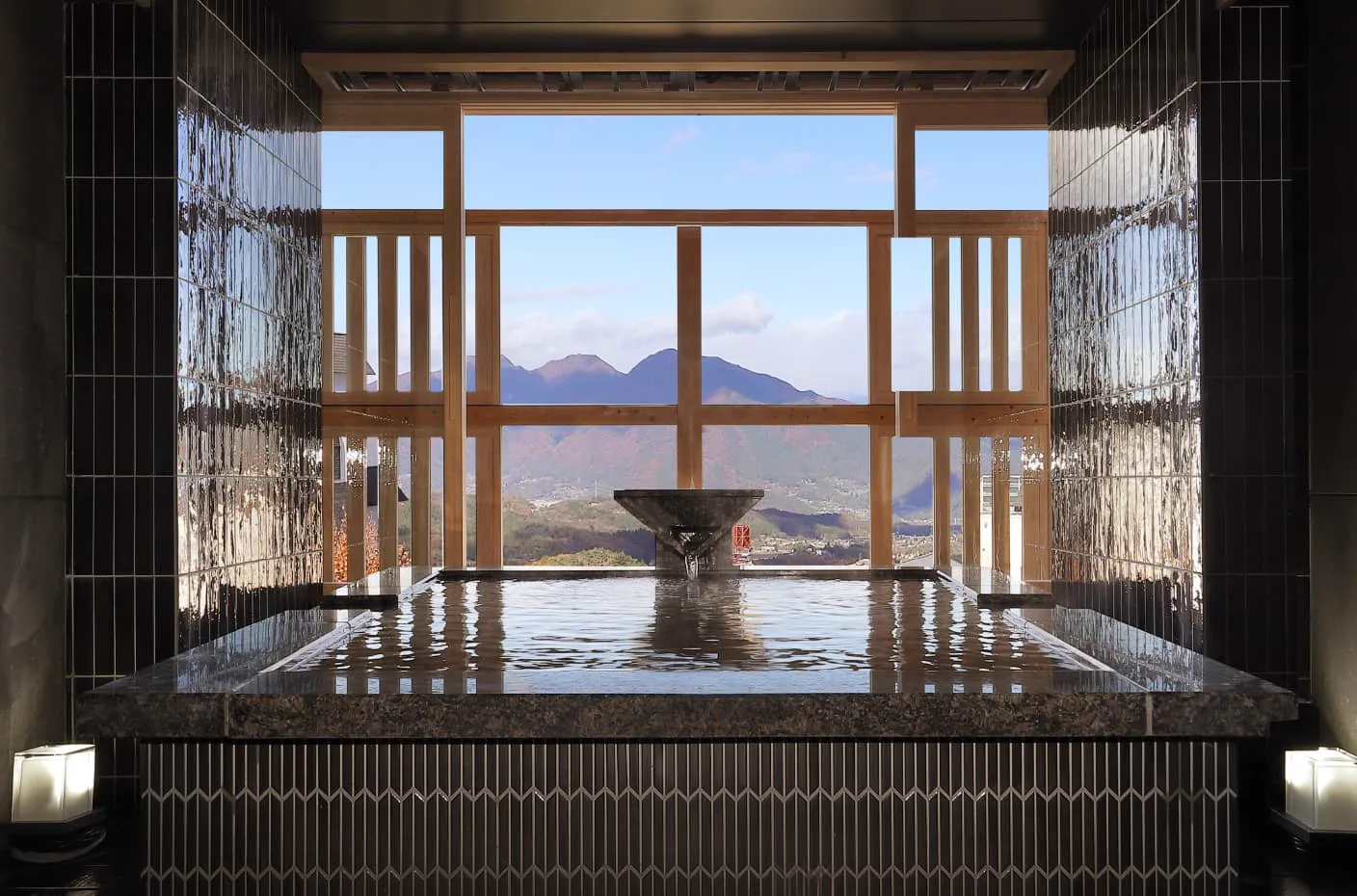 楓（と）樹FUTOKI展望私人溫泉浴池與伊香保山景
